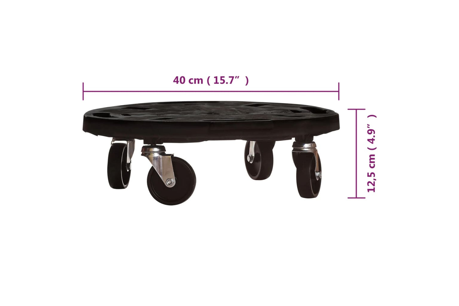 Vidaxl Plant Trolleys With Wheels 5 Pcs Diameter 40 Cm Black 275 Kg-7
