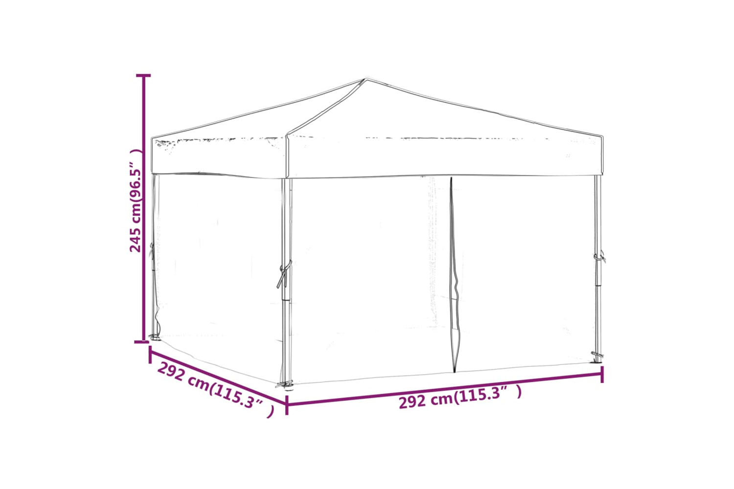 Vidaxl 93530 Folding Party Tent With Sidewalls Anthracite 3x3 M-8