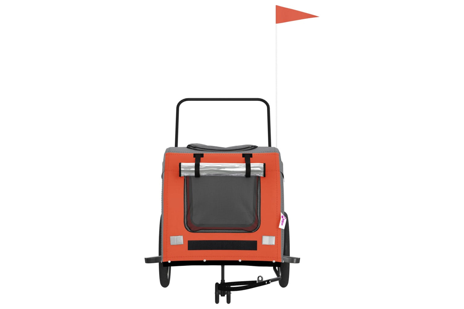 Vidaxl 93858 Pet Bike Trailer Orange And Grey Oxford Fabric And Iron-3