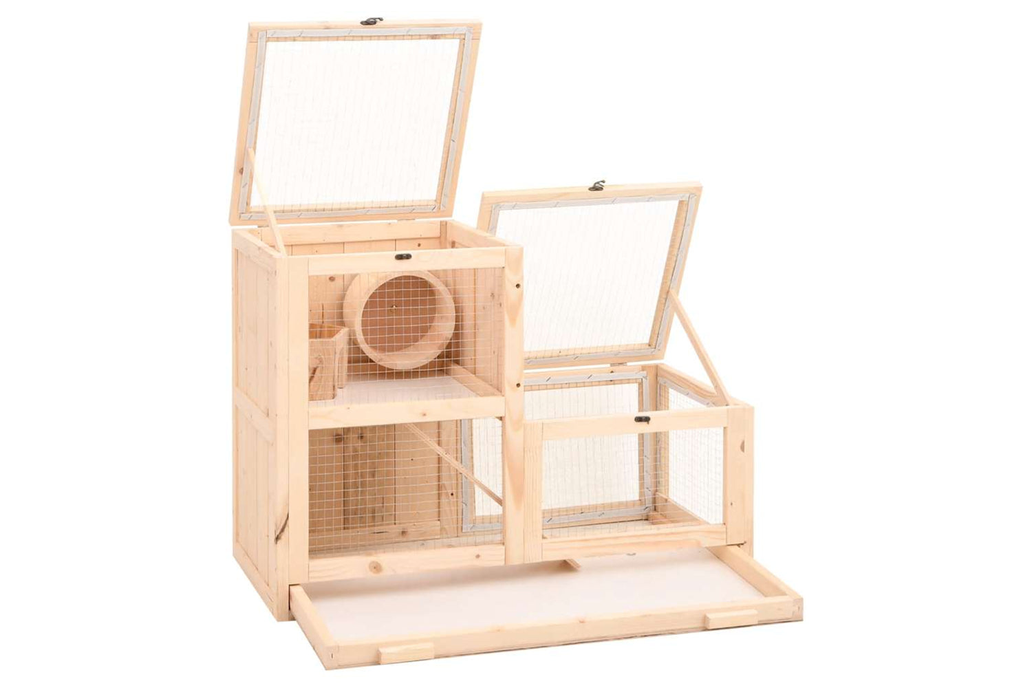 vidaXL 172384 Hamster Cage 81x40x60cm Solid Wood Fir-3