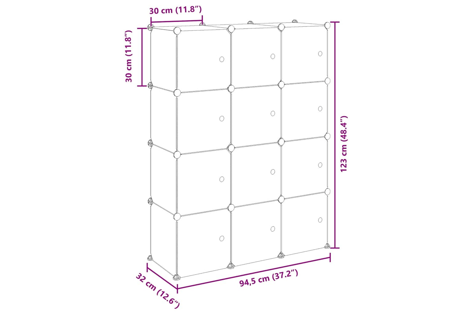 Vidaxl 340555 Storage Cube Organiser With 12 Cubes And Doors Transparent Pp-8
