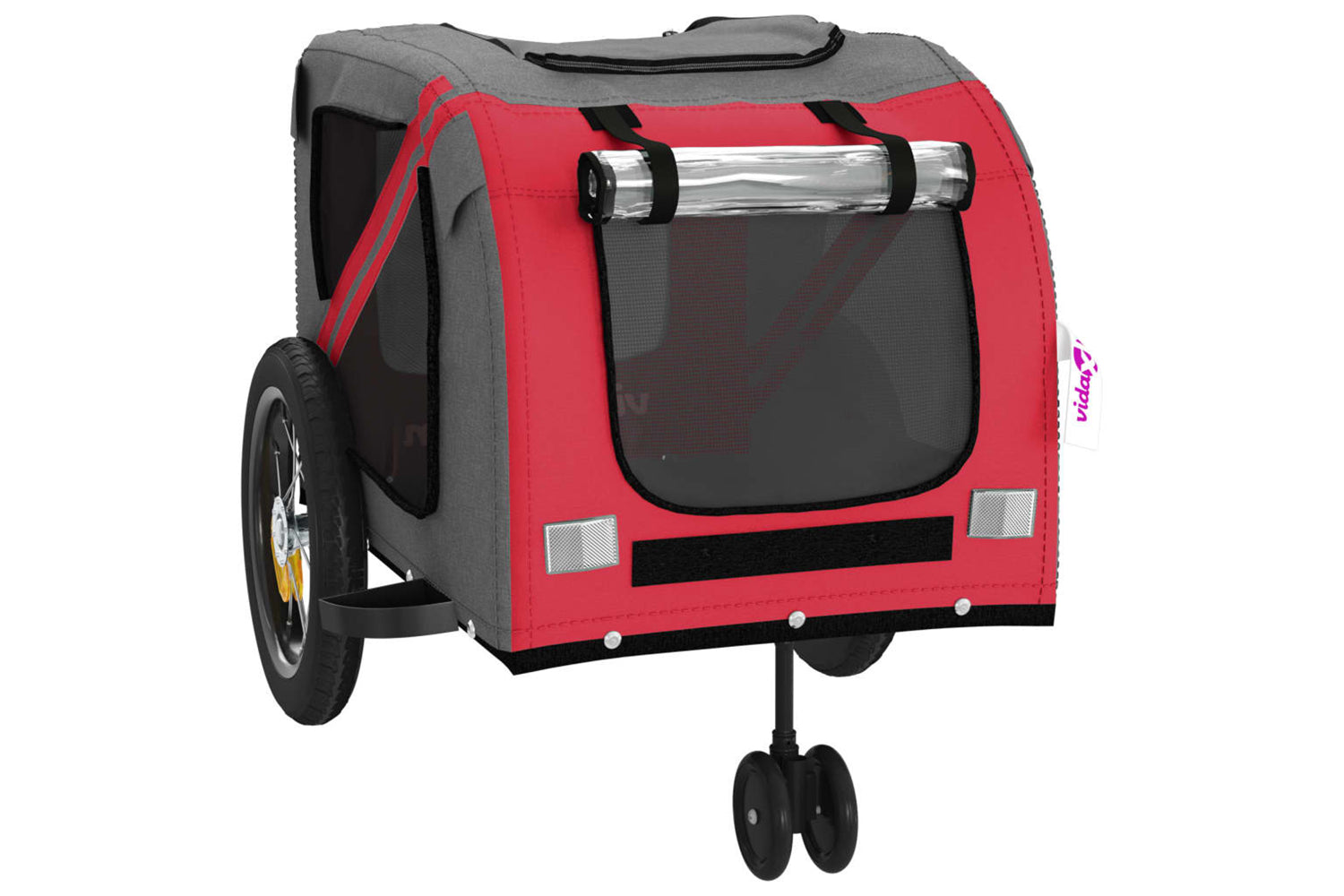 Vidaxl 93887 Pet Bike Trailer Red And Black Oxford Fabric And Iron-4