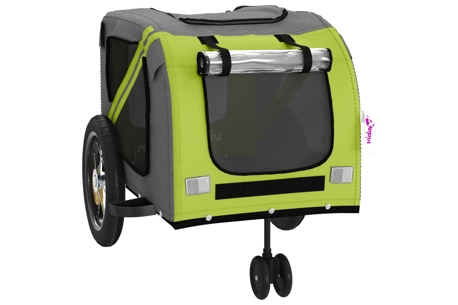 Vidaxl 93892 Pet Bike Trailer Green And Black Oxford Fabric And Iron-4
