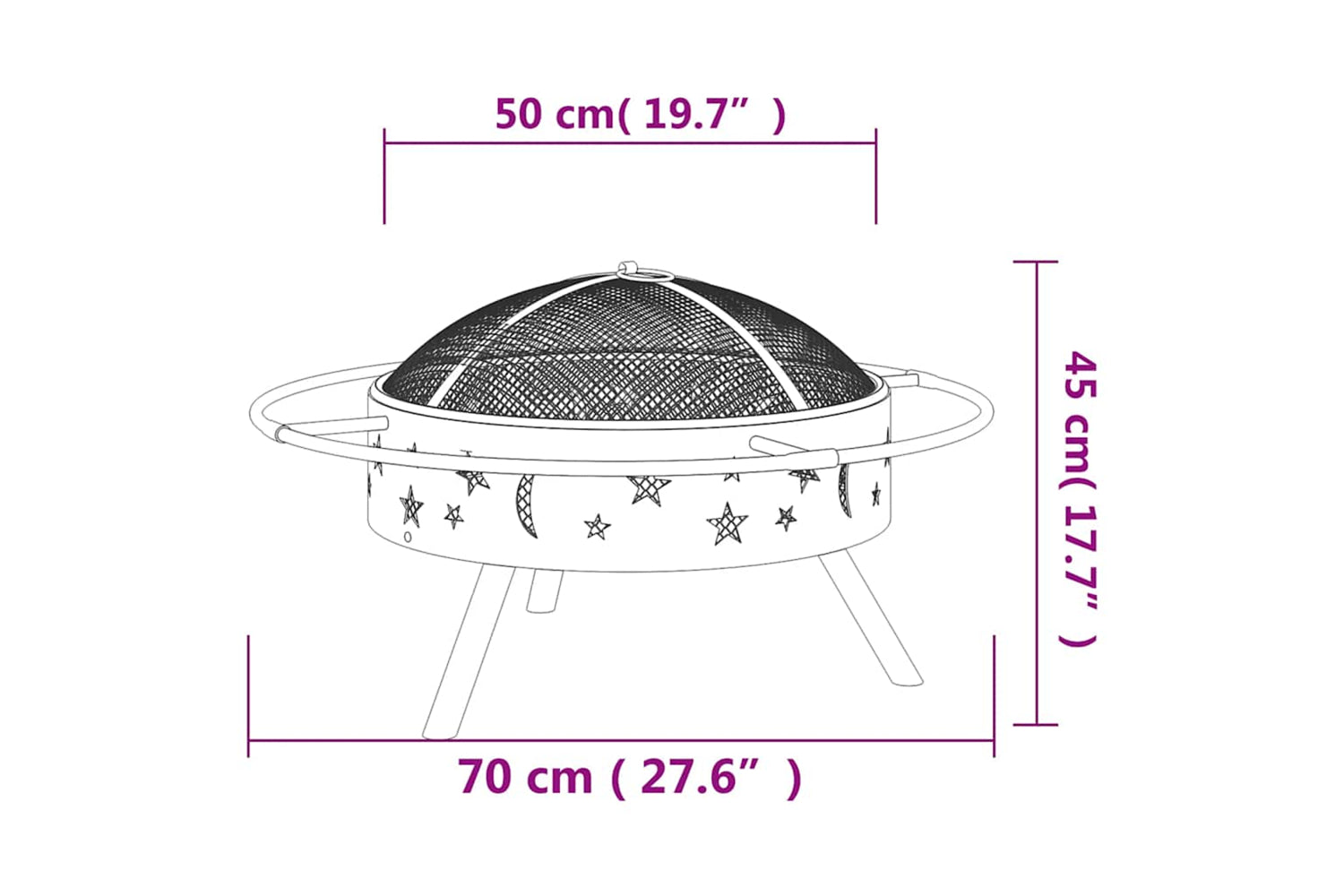 vidaXL 360064 Fire Pit With Poker 70cm Xxl Steel-6