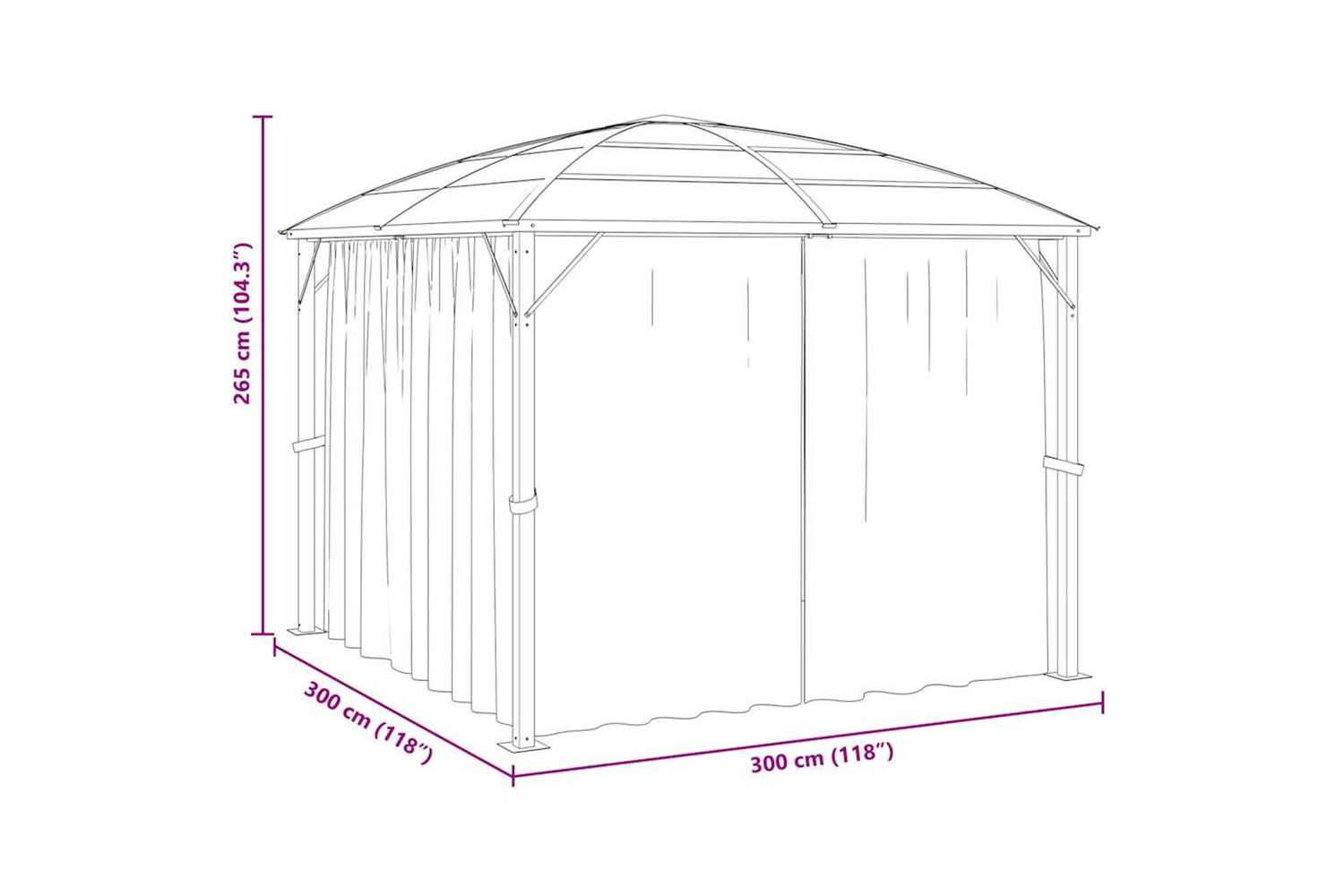 vidaXL 48600 Gazebo With Curtains 300x300x265cm Anthracite-8