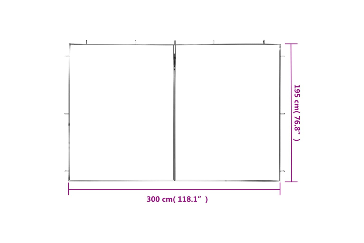 vidaXL Party Tent Sidewall 2 Pcs With Zipper Pe Blue-4