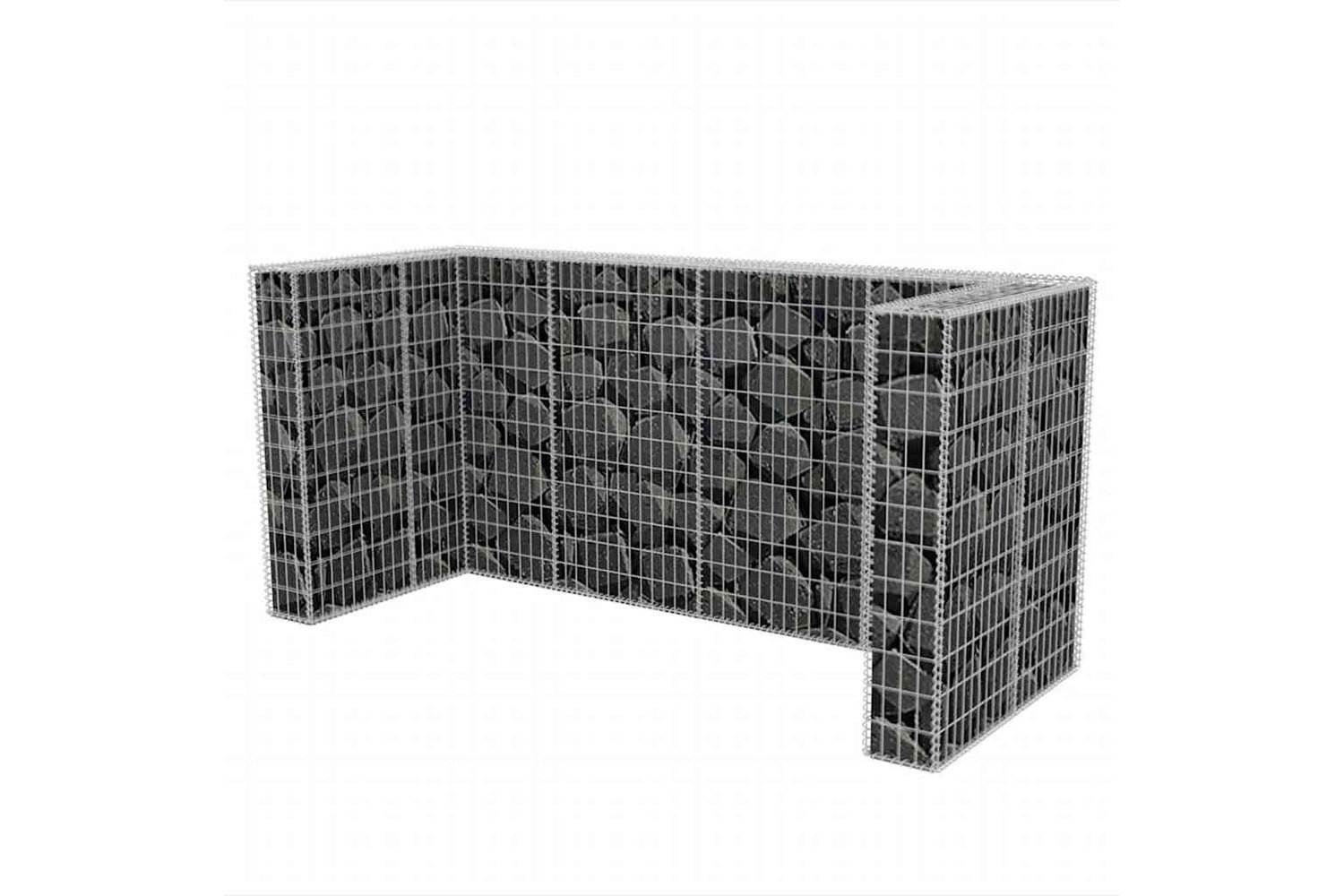 vidaXL 142560 Gabion Triple Wheelie Bin Surround Steel 250x100x120cm-4