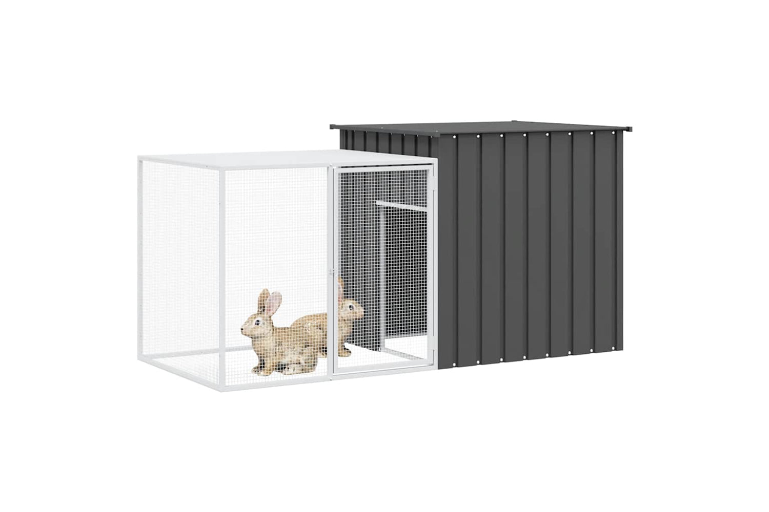 vidaXL 3155527 Rabbit Cage Anthracite 200x91x100cm Galvanised Steel-2