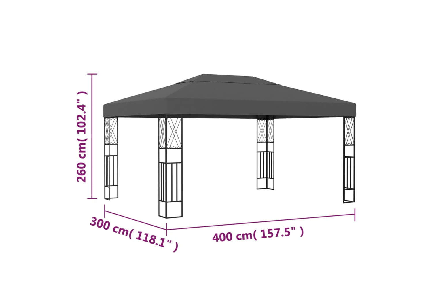 Vidaxl 48008 Gazebo 3x4 M Anthracite Fabric-6