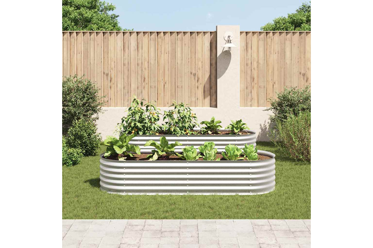 vidaXL Garden Raised Bed 240x80x44cm Galvanised Steel Silver-2