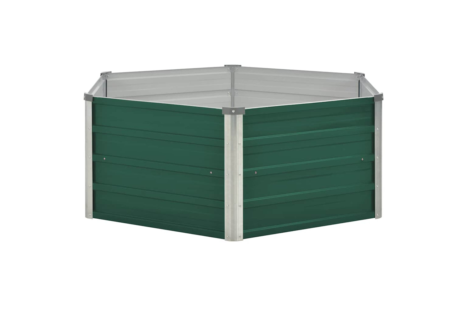 Vidaxl Raised Garden Bed 129x129x46 Cm Galvanised Steel Green-3