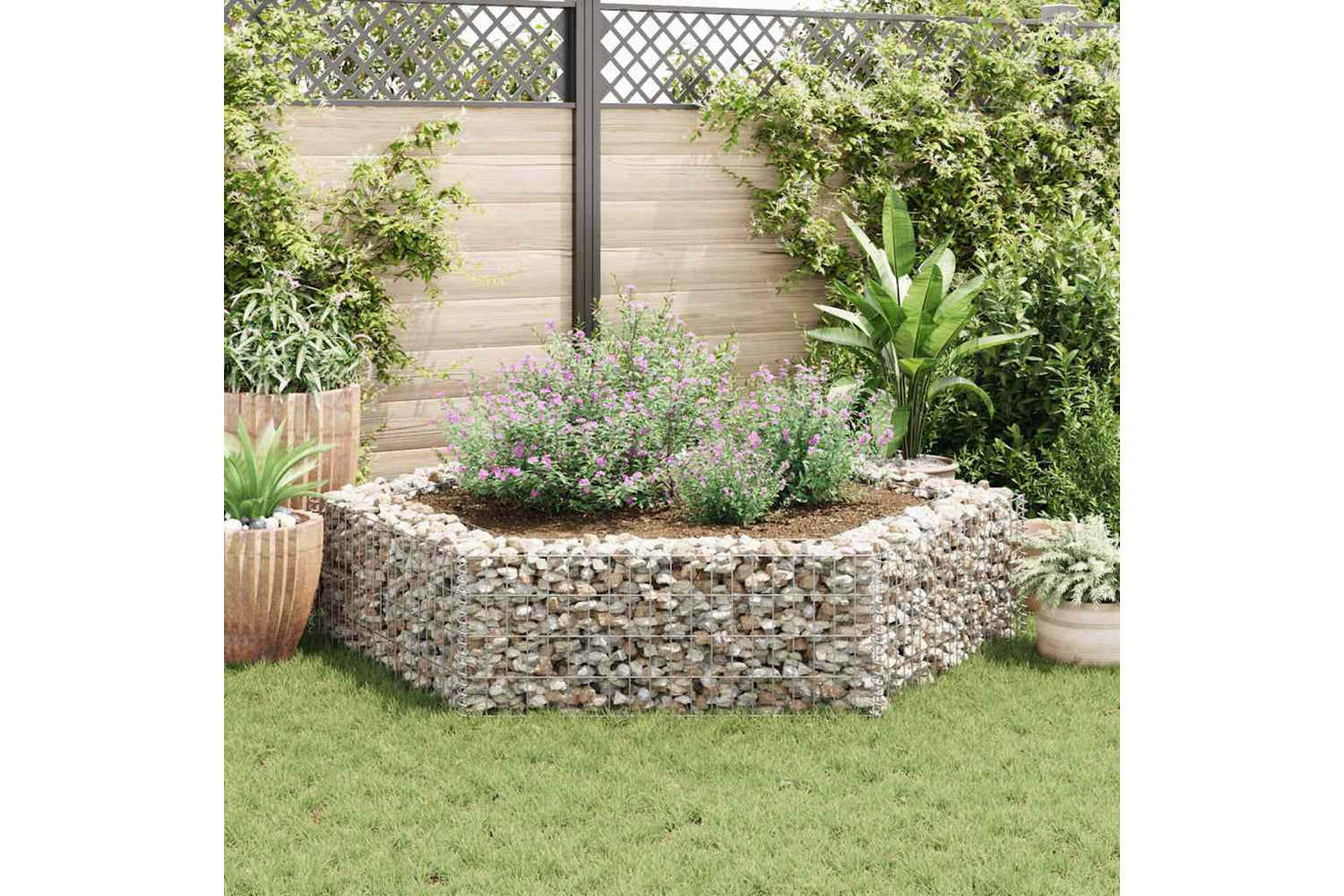 vidaXL 142536 Hexagonal Gabion Raised Bed 200x173x40cm-2