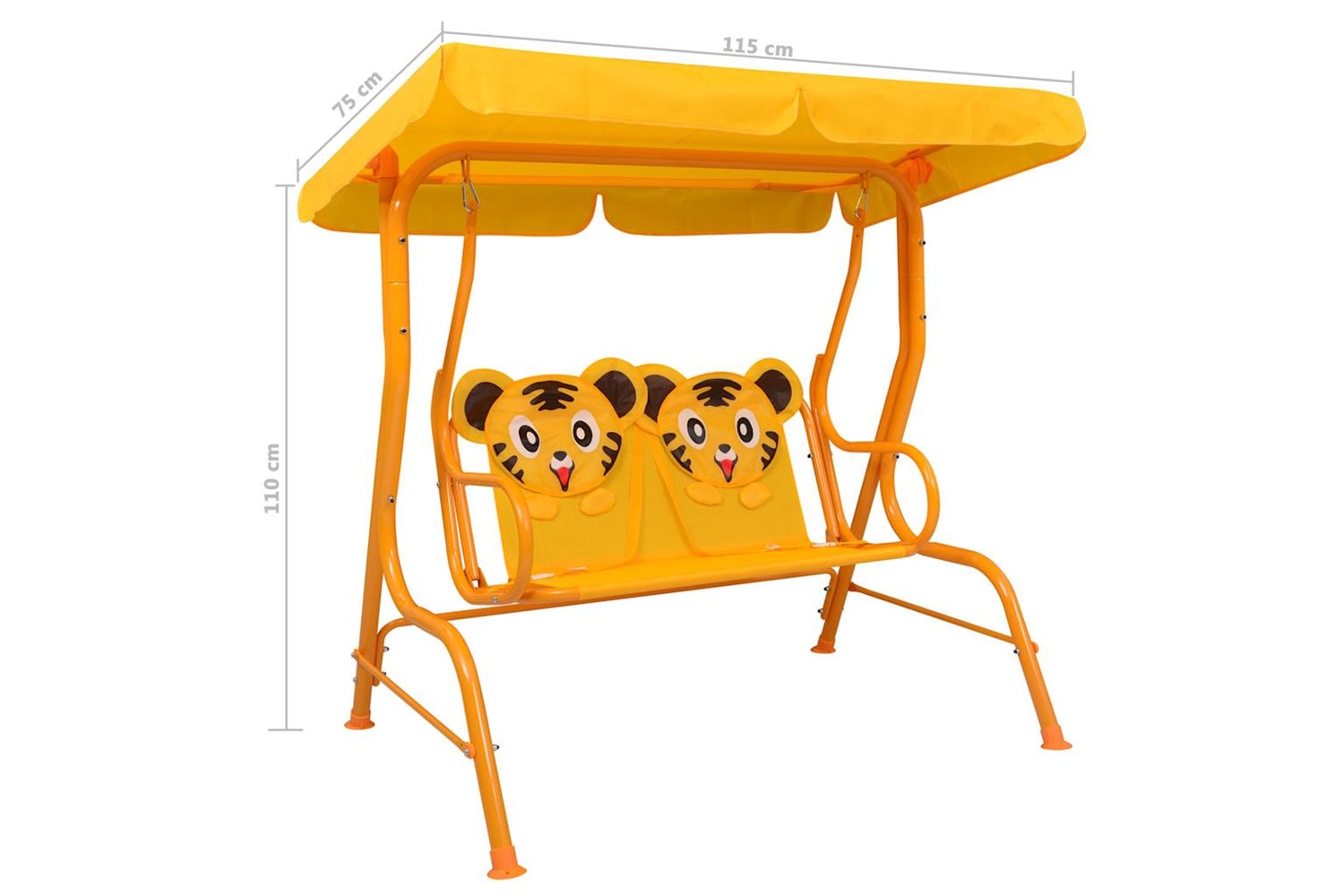 Vidaxl Kids Swing Bench Yellow 115x75x110 Cm Fabric-7