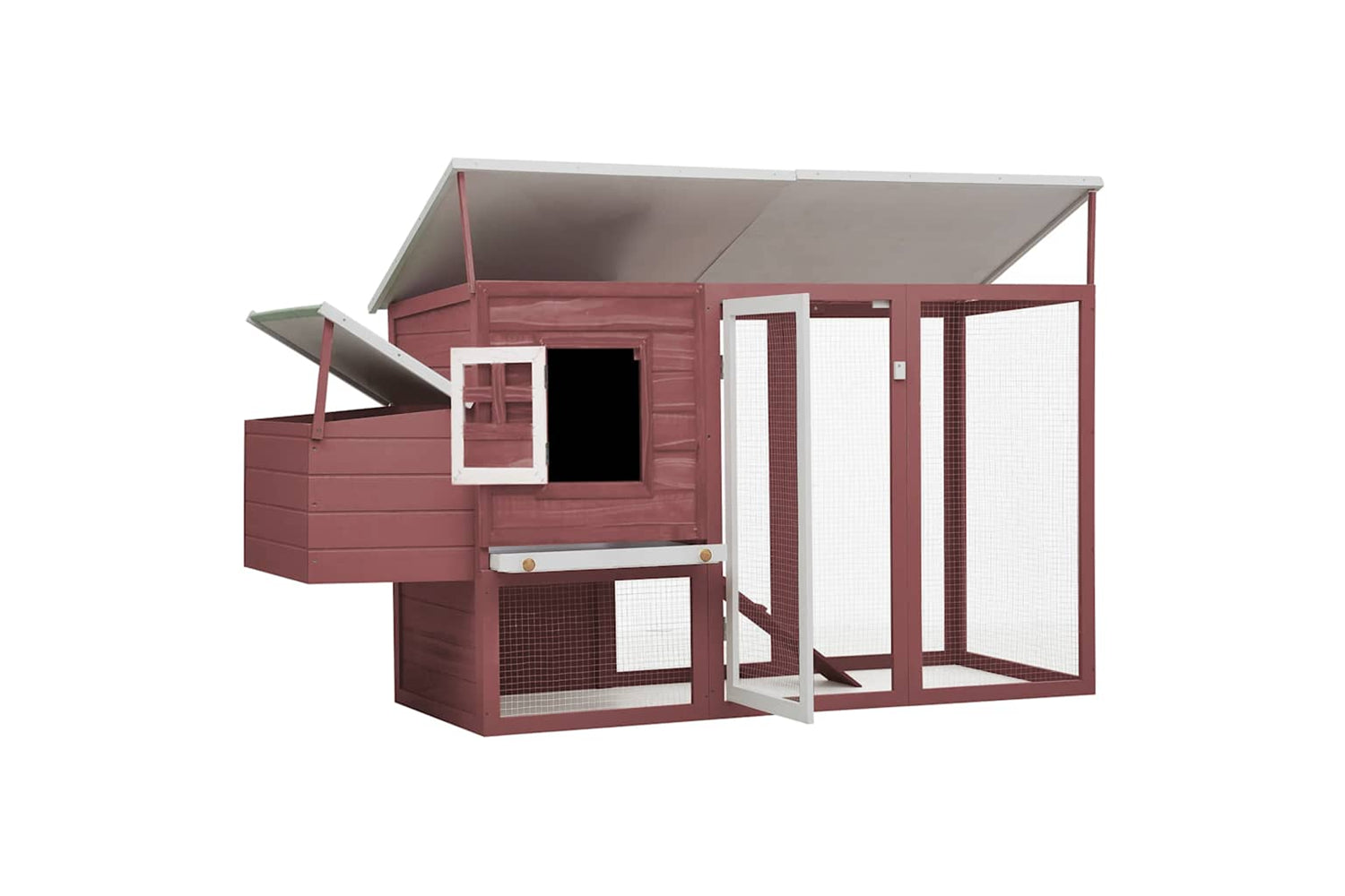 Vidaxl 170847 Outdoor Chicken Cage Hen House With 1 Egg Cage Brown Wood-3
