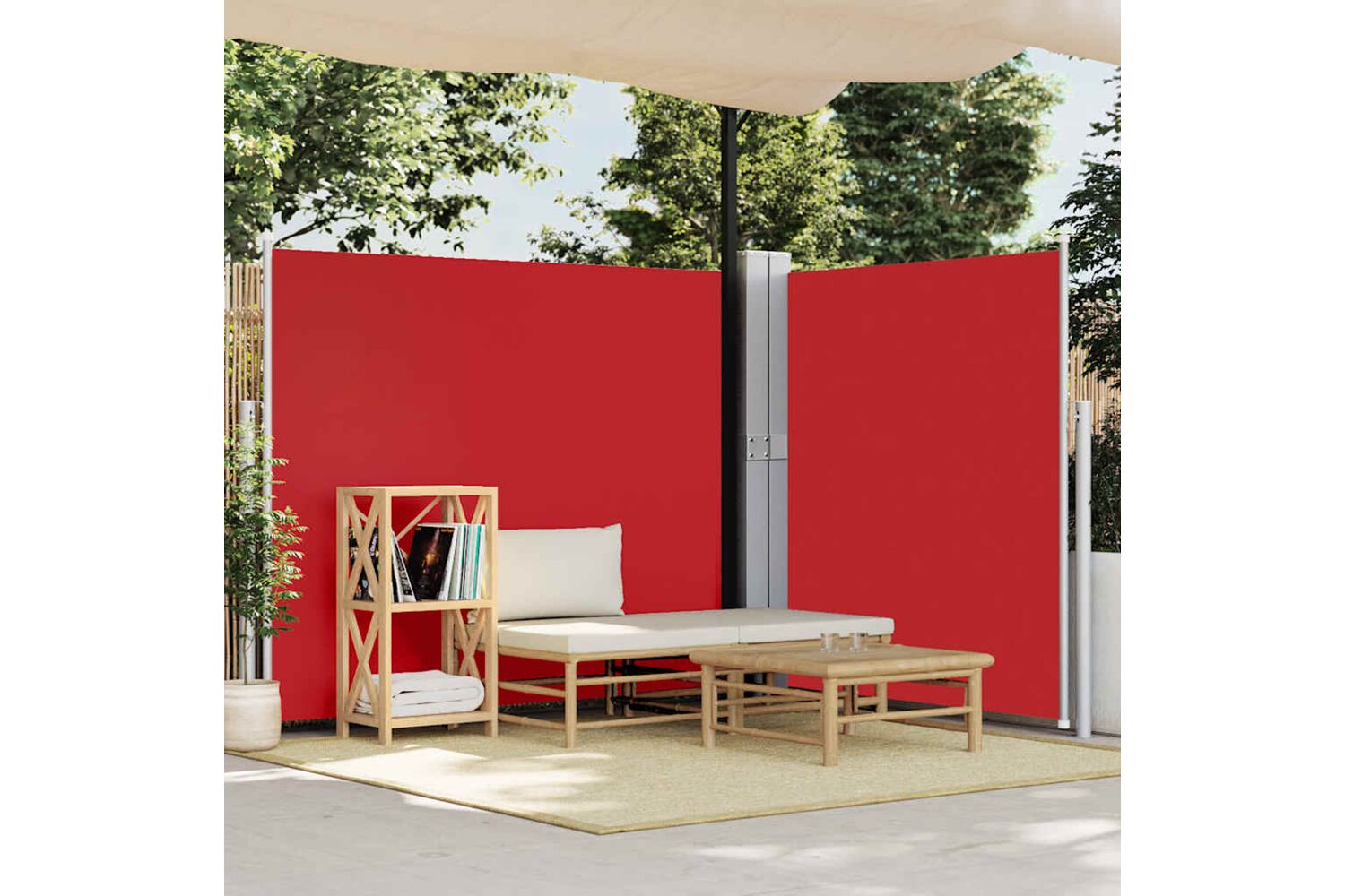 vidaXL 313398 Patio Retractable Side Awning 170x1200cm Red-2