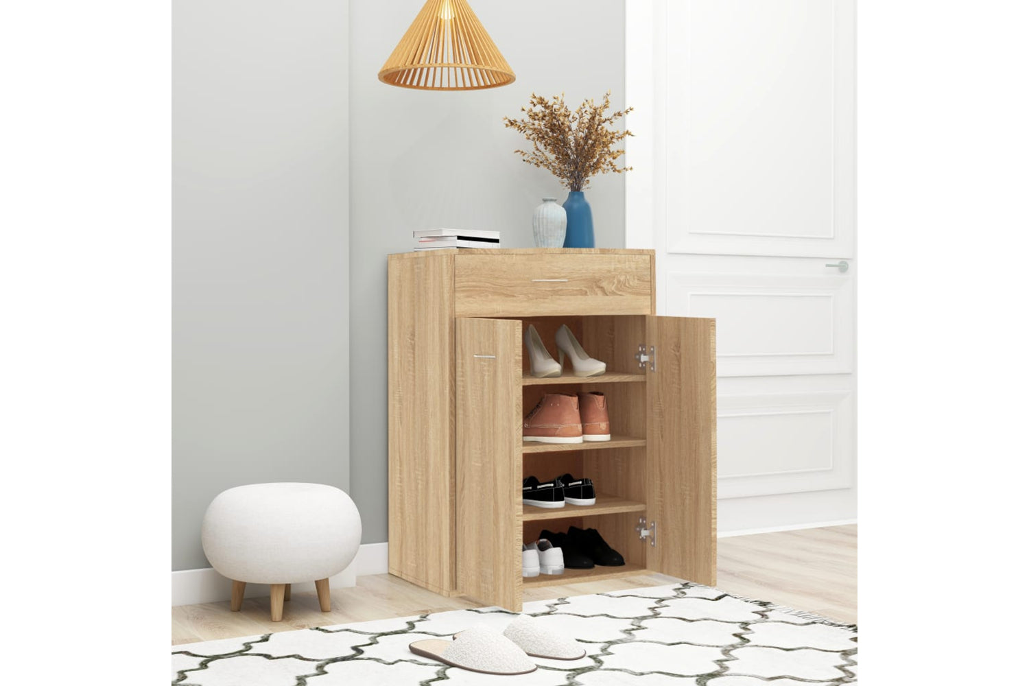 vidaXL 801074 Shoe Cabinet Sonoma Oak 60x35x84cm Engineered Wood-2