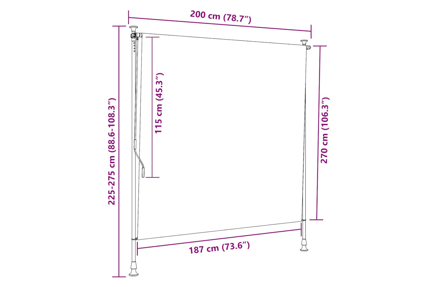 Vidaxl Outdoor Roller Blind 200x270 Cm Cream-7