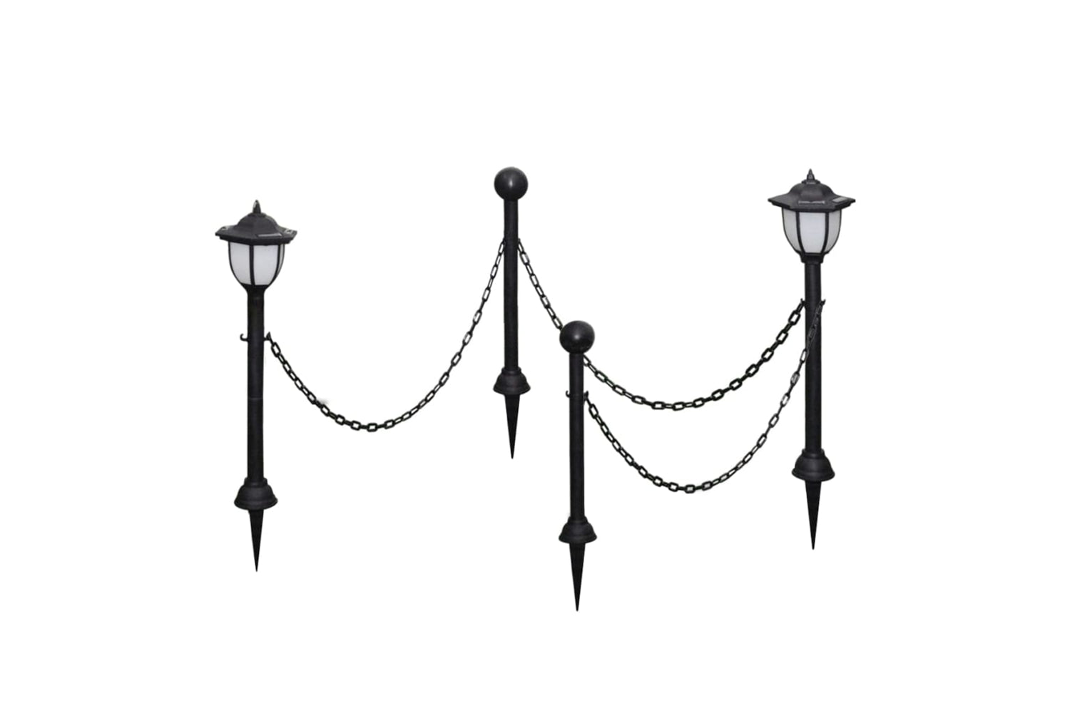 Vidaxl 277119 Solar Lights 4 Pcs With Chain Fence And Poles-3