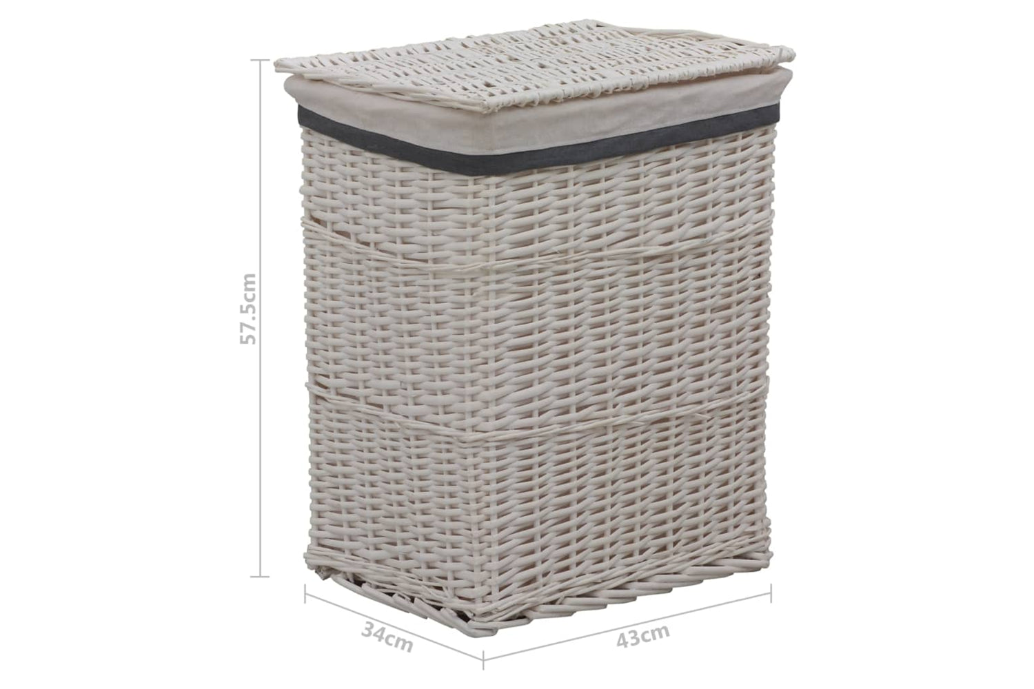 Vidaxl 286978 Laundry Basket White Willow-8