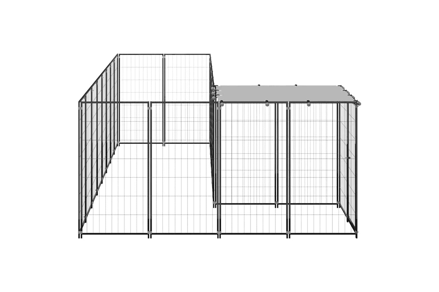 Vidaxl 3082225 Dog Kennel Black 6.05 M2 Steel-3