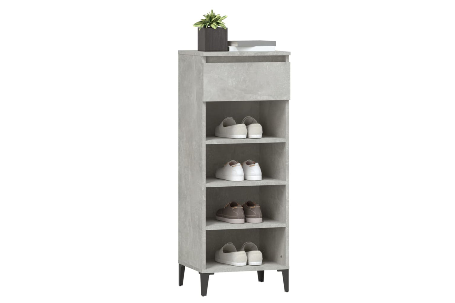 vidaXL 819784 Shoe Rack Concrete Grey 40x36x105cm Engineered Wood-3
