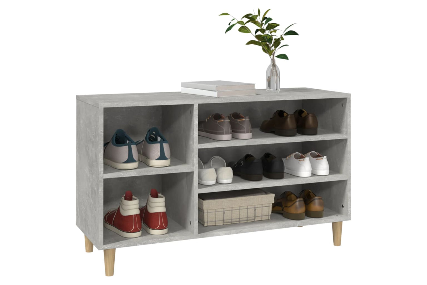 vidaXL 819744 Shoe Cabinet Concrete Grey 102x36x60cm Engineered Wood-3