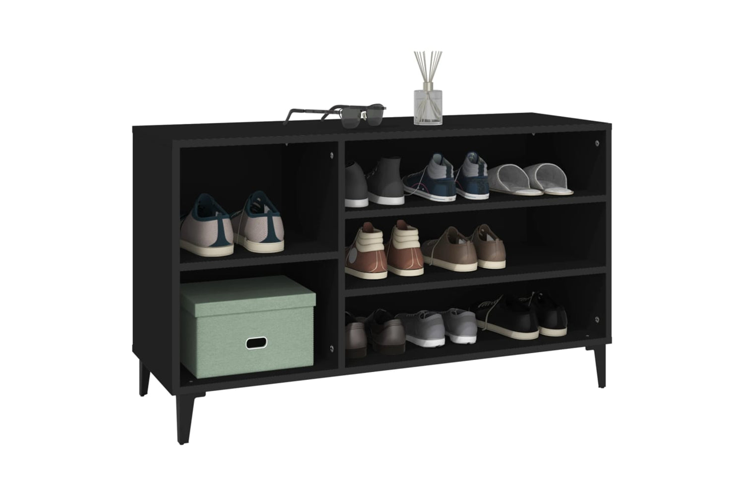 vidaXL 819749 Shoe Cabinet Black 102x36x60cm Engineered Wood-3