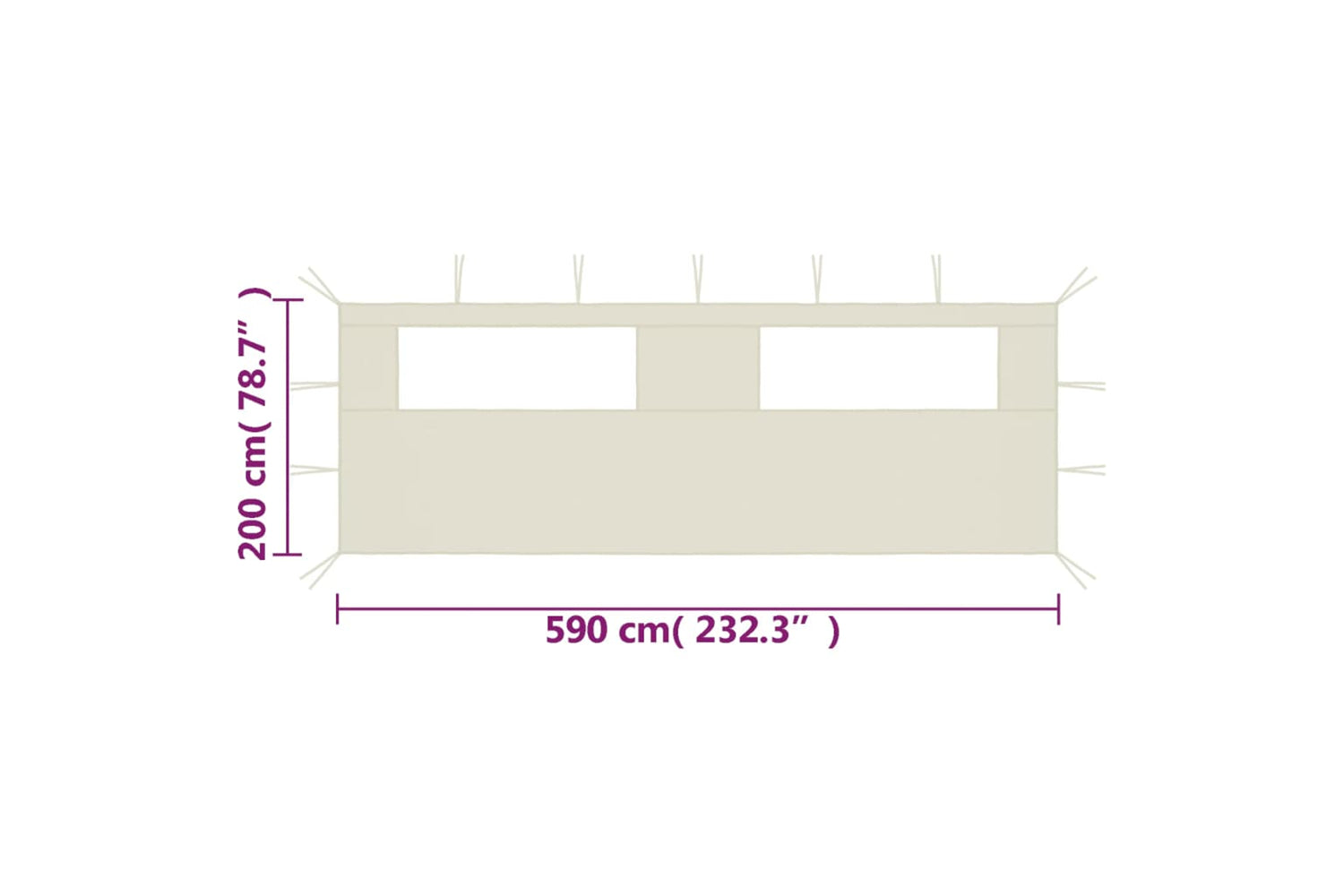 Vidaxl 3070413 Gazebo Sidewall With Windows 6x2 M Cream-4