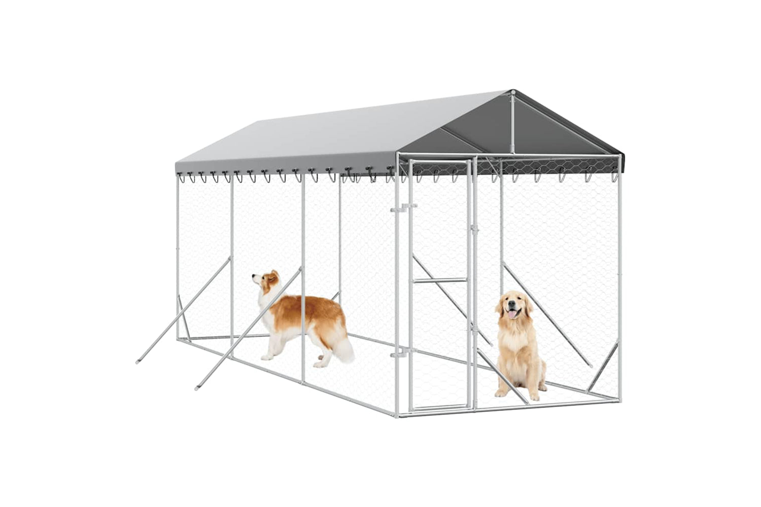 Vidaxl 3190483 Outdoor Dog Kennel With Roof Silver 2x6x2.5 M Galvanised Steel-2