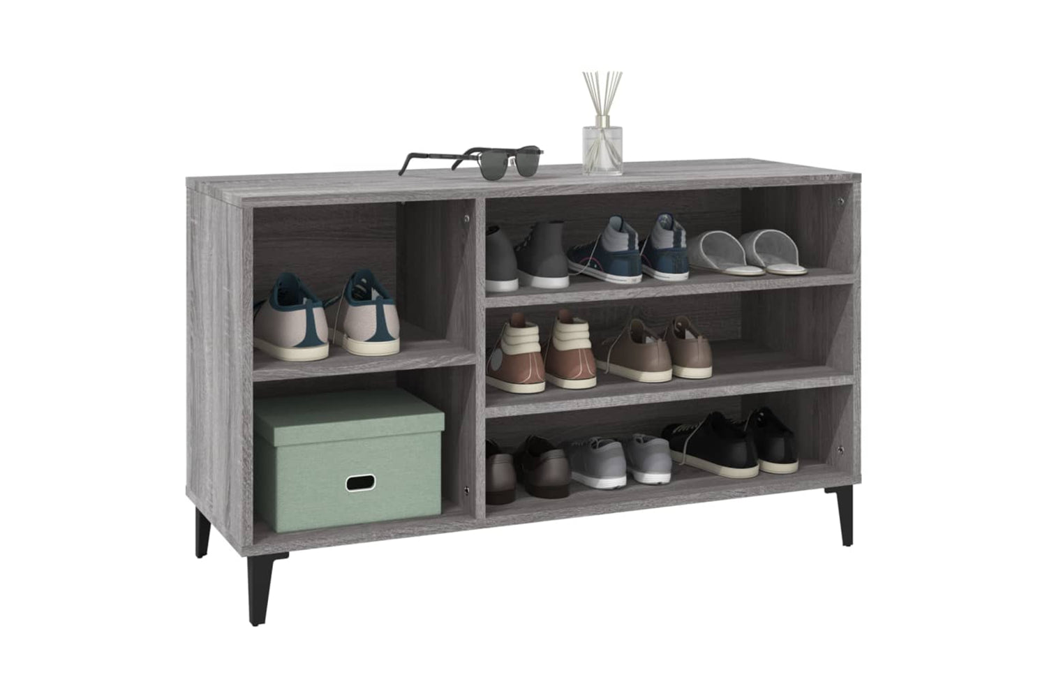 vidaXL 819754 Shoe Cabinet Grey Sonoma 102x36x60cm Engineered Wood-3