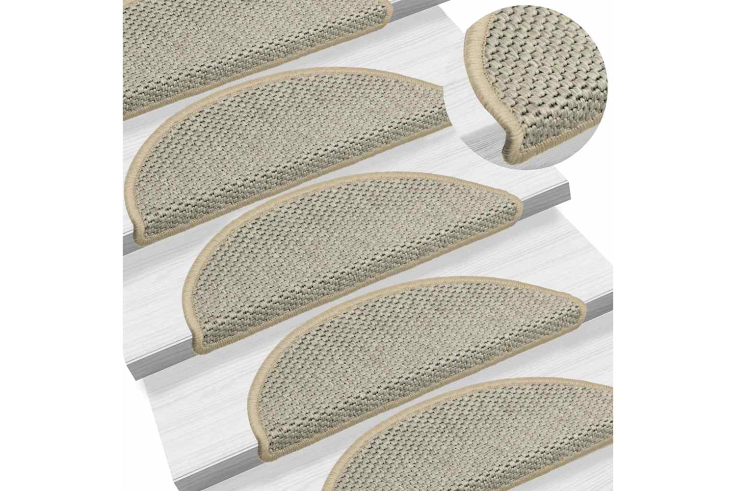 vidaXL 326875 Stair Mats Self-adhesive Sisal-look 15 Pcs 65x21x4cm Grey-6