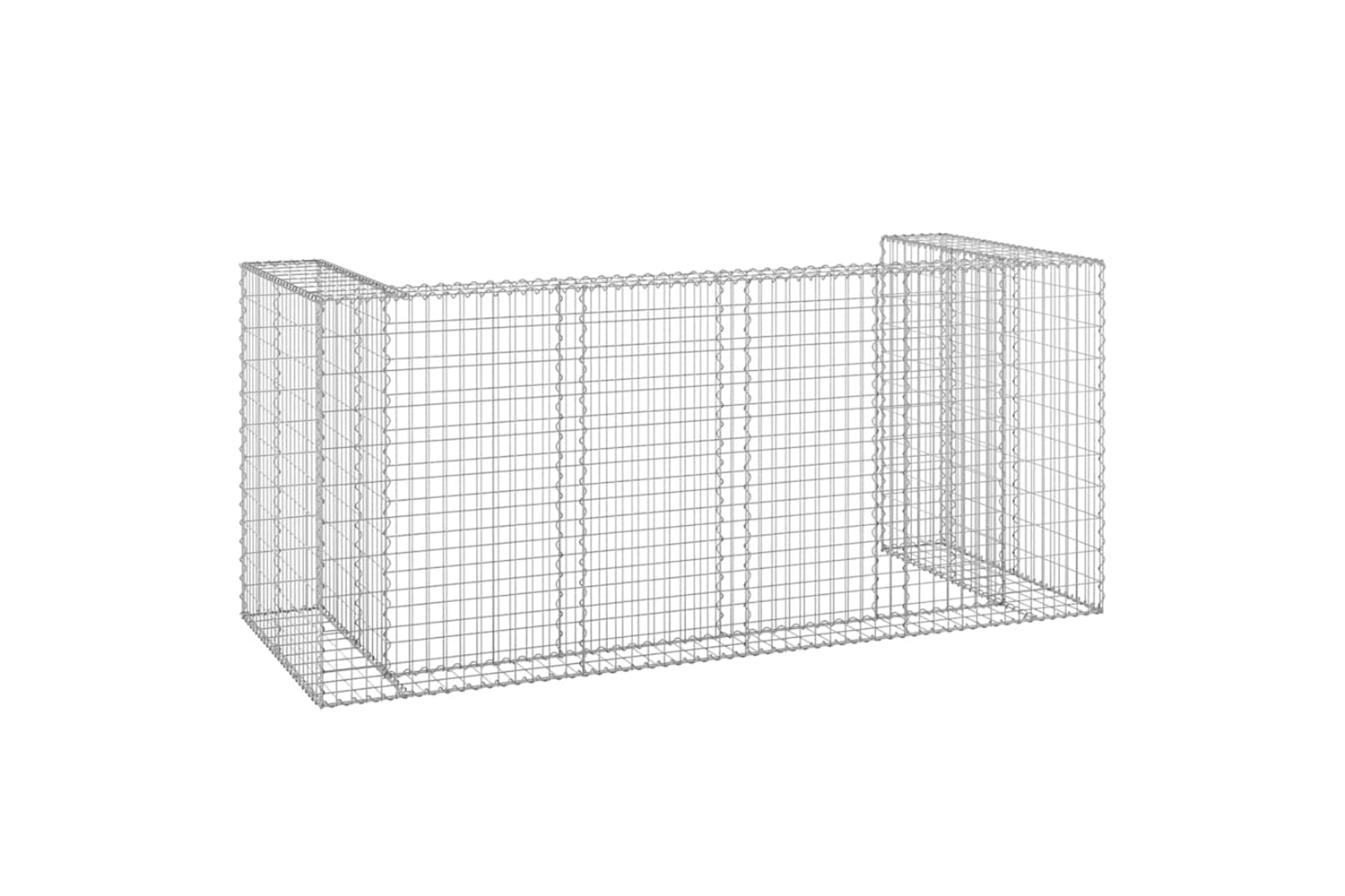 vidaXL 151300 Gabion Wall For Garbage Bins Galvanised Steel 254x100x110cm-4