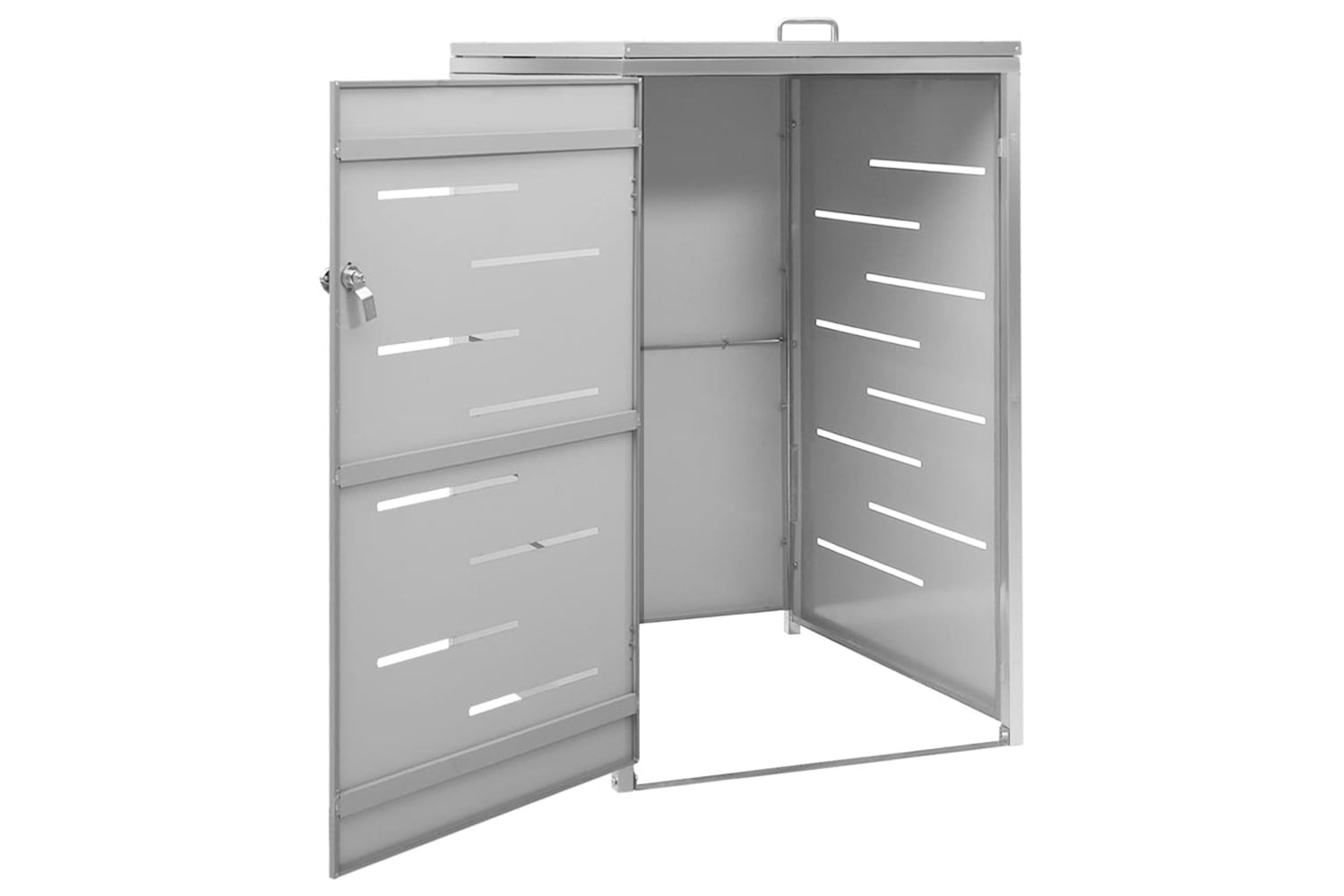 vidaXL Single Wheelie Bin Shed 69x77.5x112.5cm Stainless Steel-3