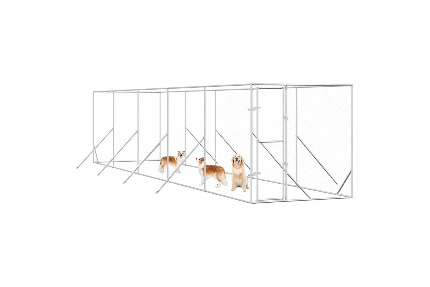 Vidaxl 3190453 Outdoor Dog Kennel Silver 2x10x2 M Galvanised Steel-2