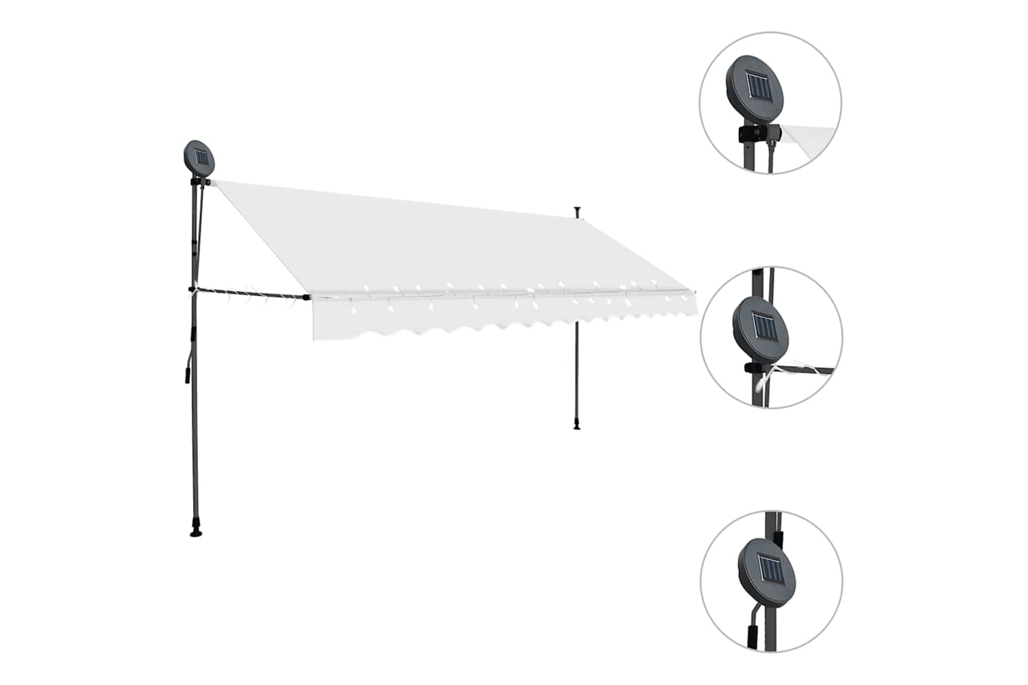 vidaXL 145874 Manual Retractable Awning With Led 350cm Cream-3