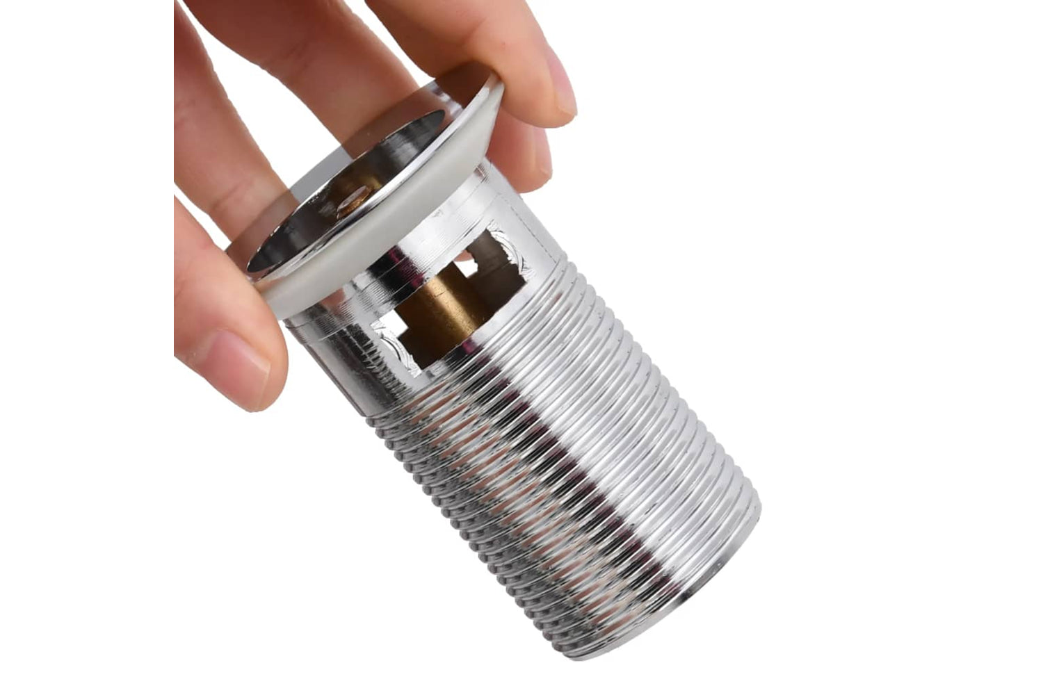 vidaXL 149055 Push Drain With Overflow Function Chrome 6.4x6.4x9.1cm-3