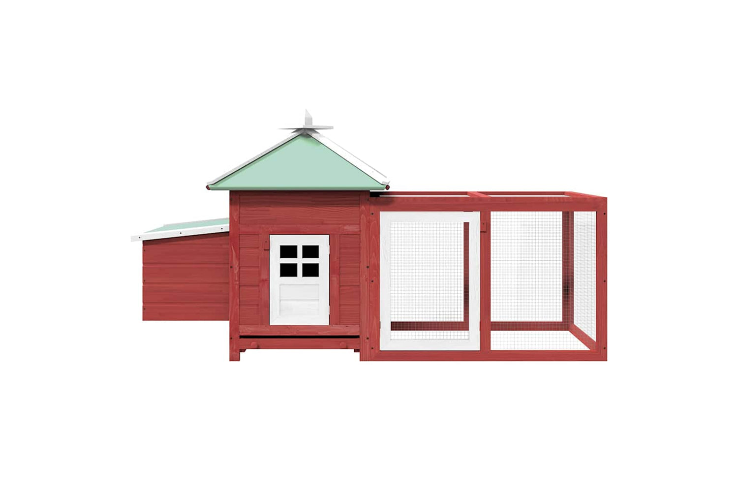 vidaXL 170983 Chicken Coop With Nest Box Red 190x72x102cm Solid Firwood-3