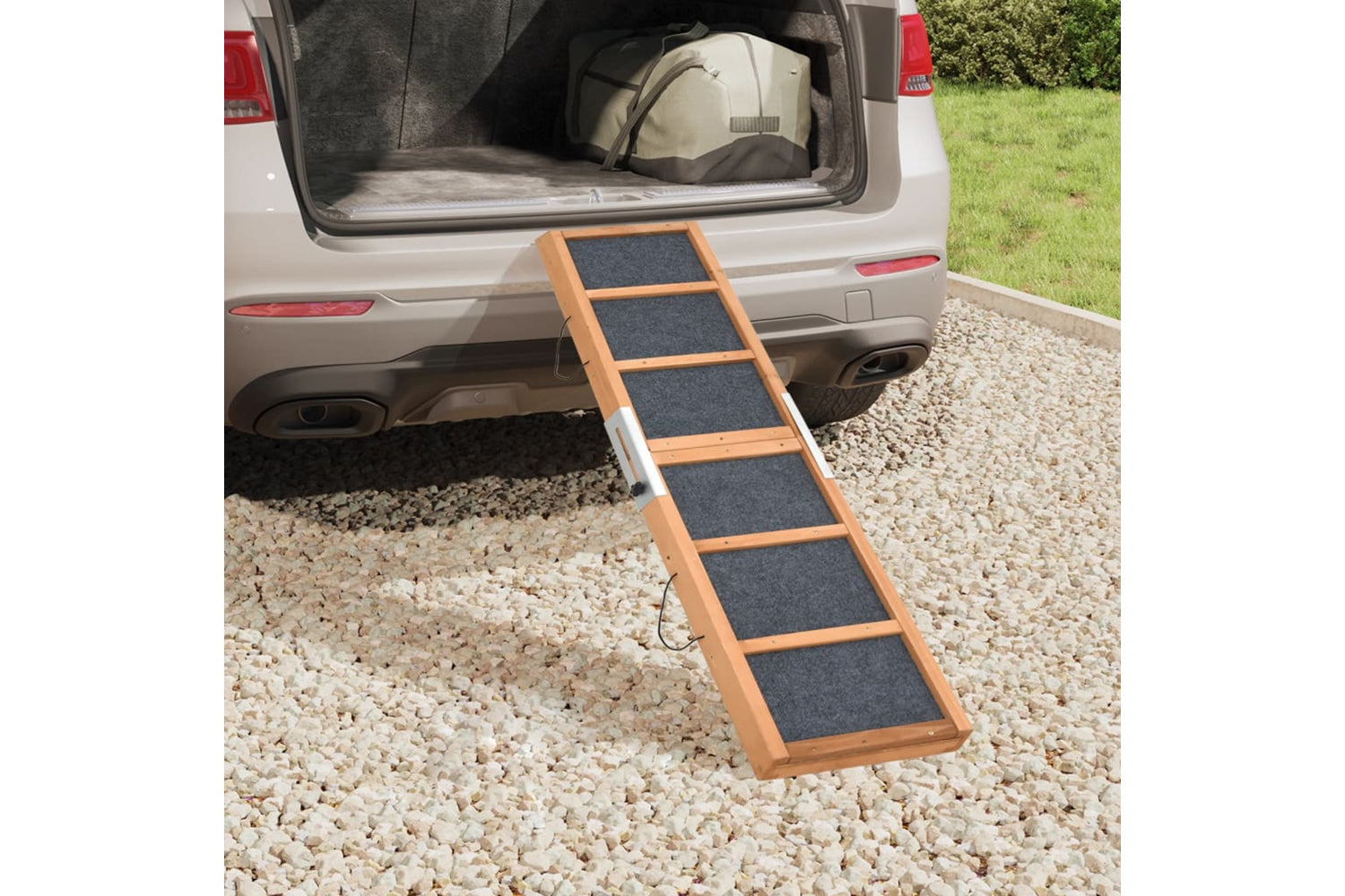 Vidaxl Dog Ramp Grey 120x30 Cm Solid Wood Fir-2