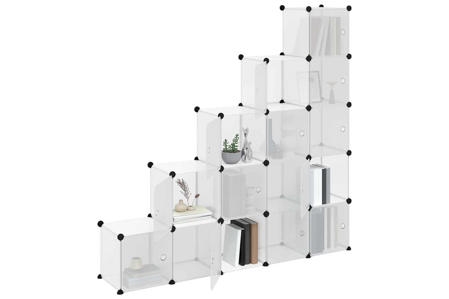 Vidaxl 340553 Storage Cube Organiser With 15 Cubes And Doors Transparent Pp-3