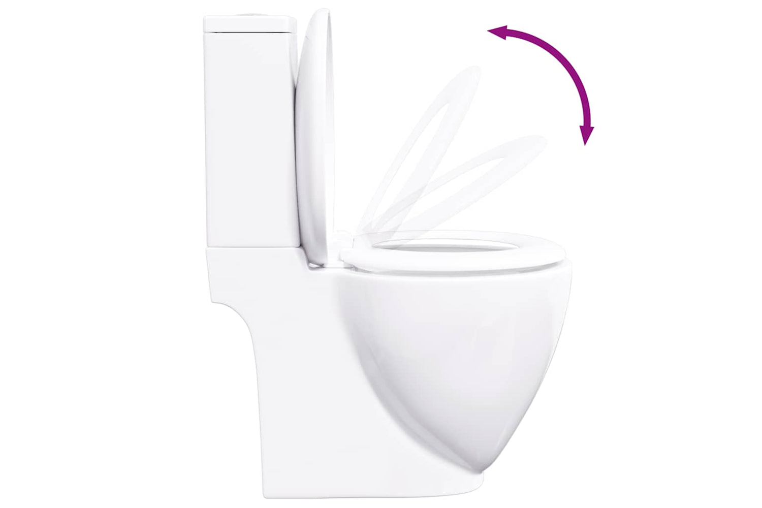 Vidaxl 3059888 Wc Ceramic Toilet Bathroom Round Toilet Bottom Water Flow White-6