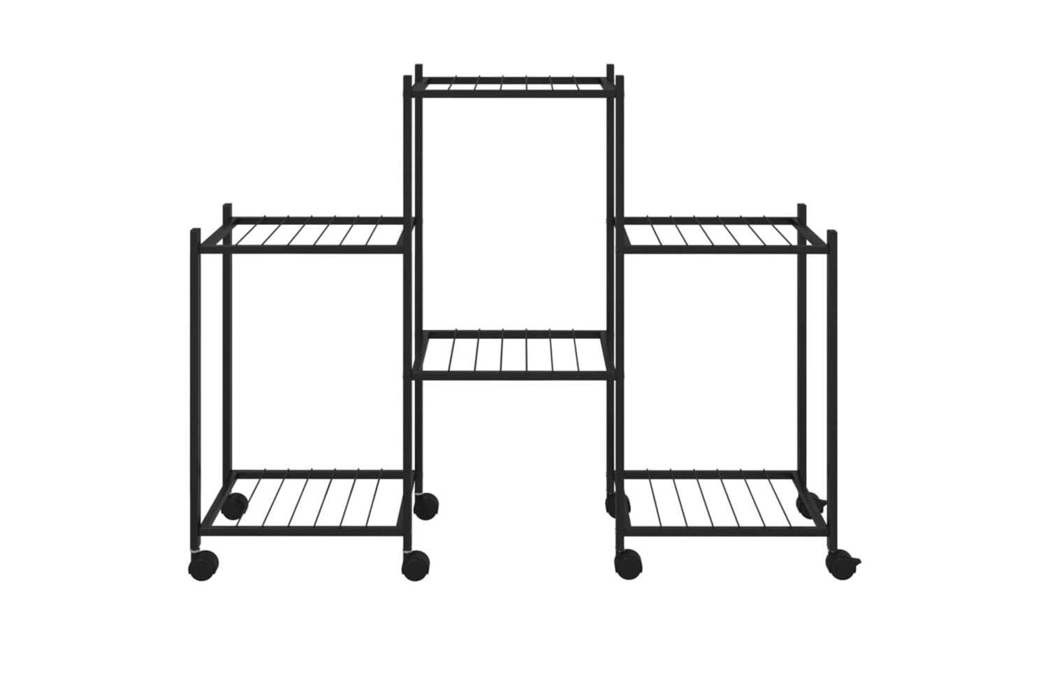 vidaXL 343126 Flower Stand With Wheels 83x25x63.5cm Black Iron-2