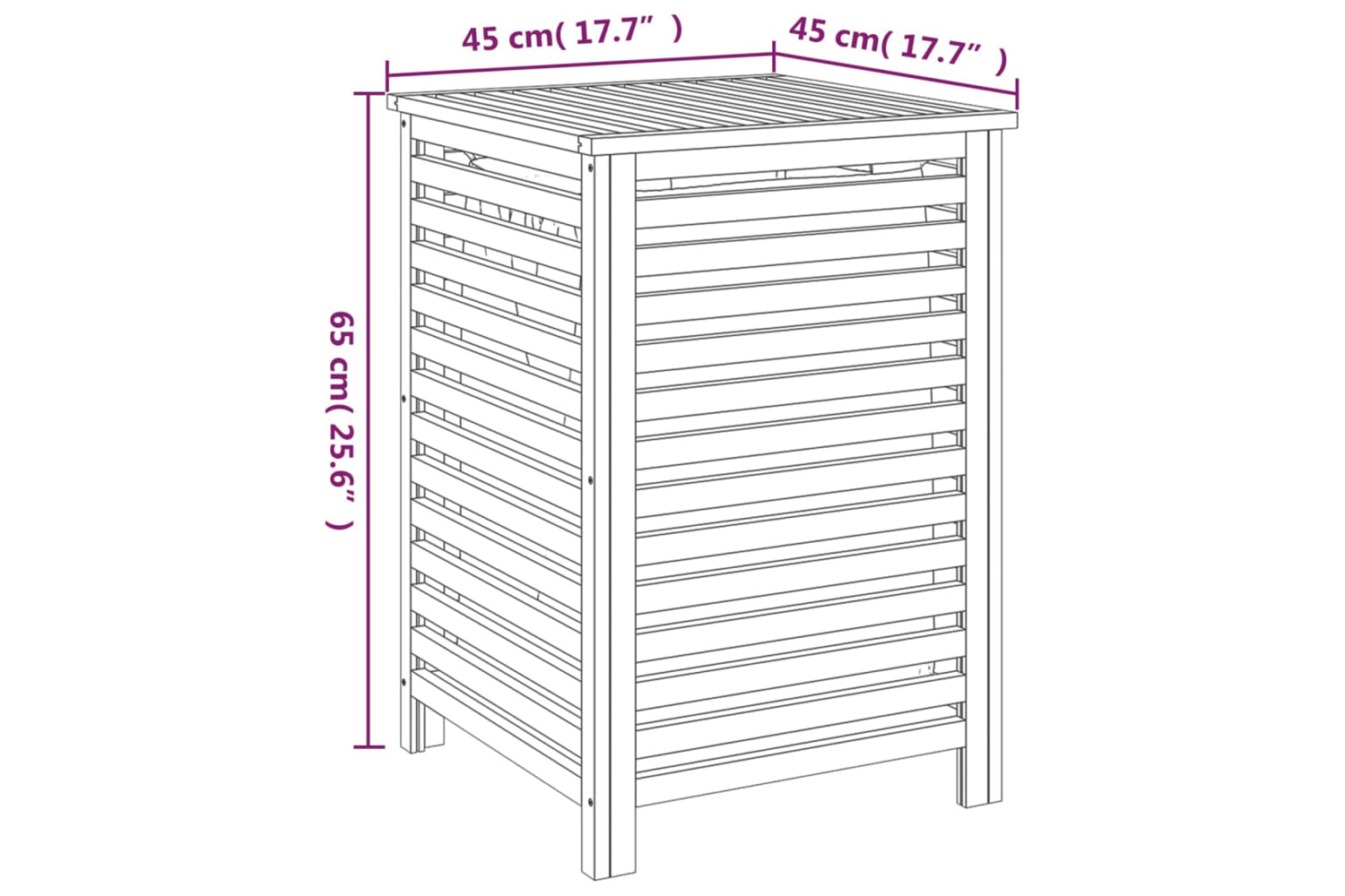 vidaXL Laundry Basket 45x45x65cm Solid Wood Walnut-8