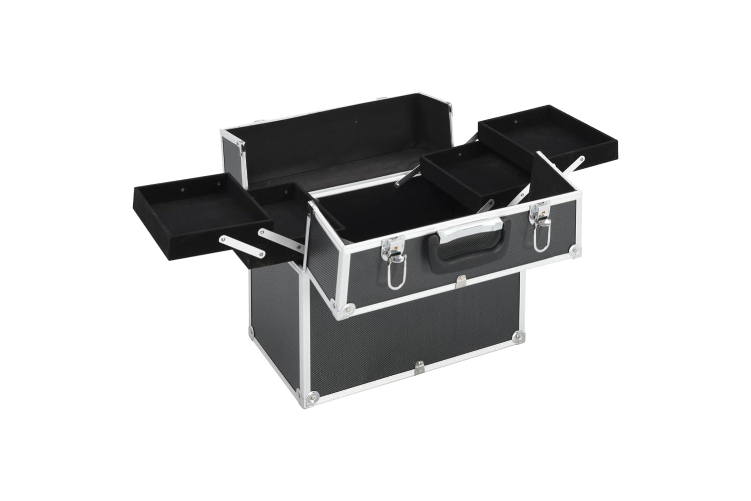 vidaXL 91833 Make-up Case 38x23x34cm Black Aluminium-2
