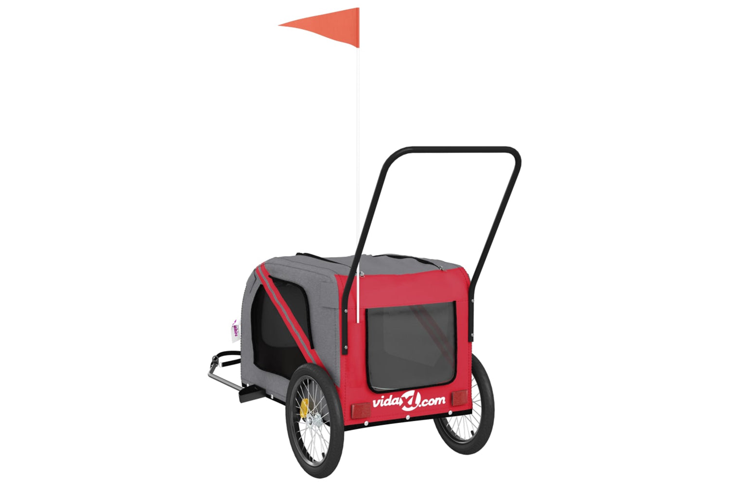 Vidaxl 93901 Pet Bike Trailer Red And Grey Oxford Fabric And Iron-7