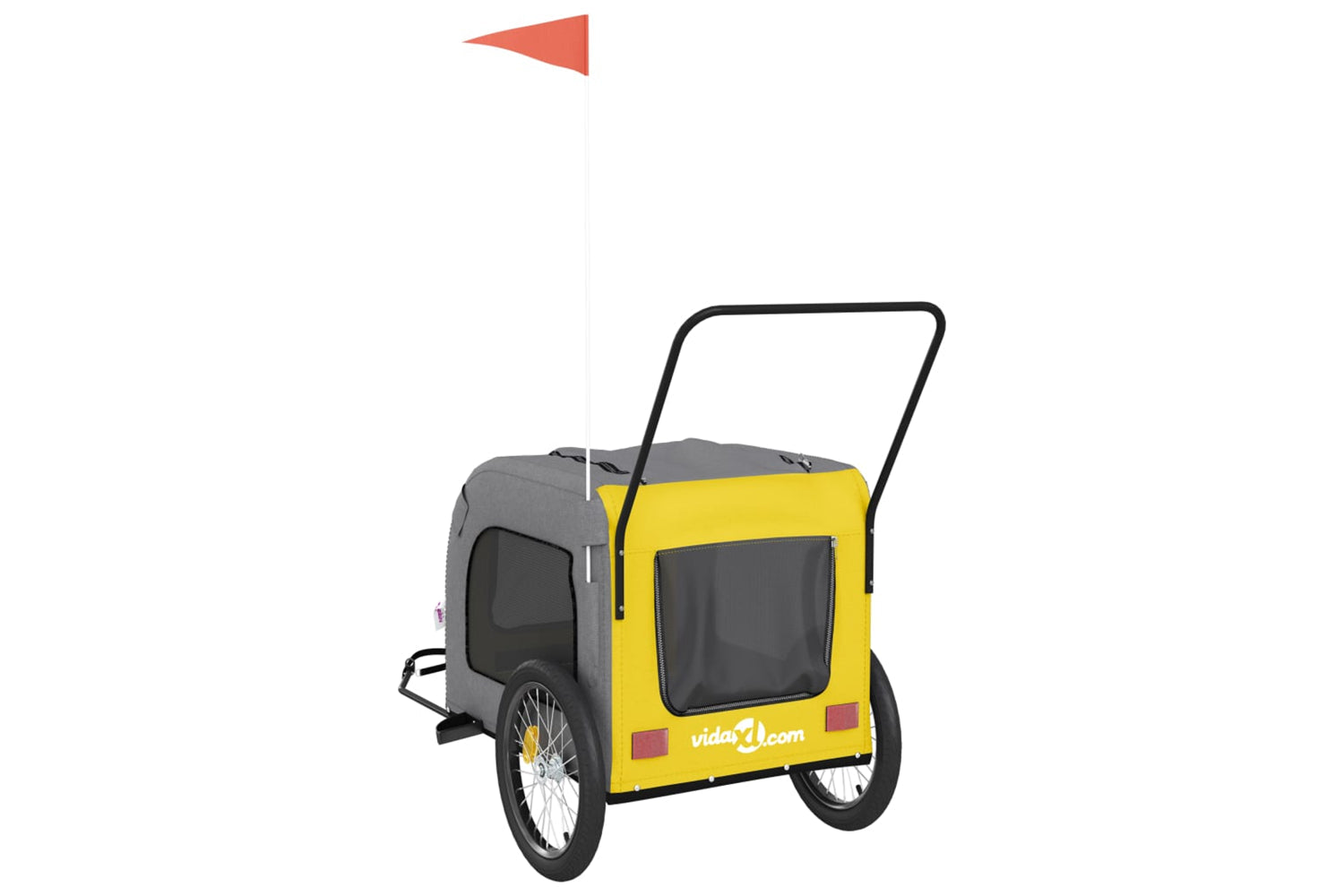 Vidaxl 93861 Pet Bike Trailer Yellow And Grey Oxford Fabric And Iron-7