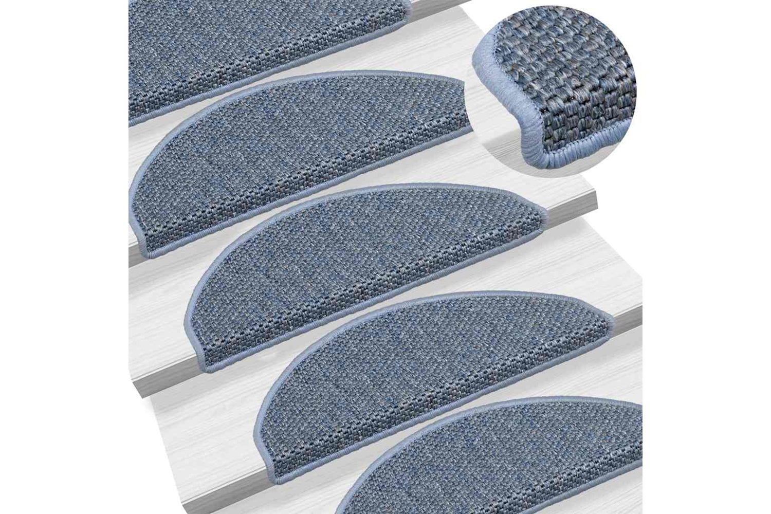 vidaXL 326874 Stair Mats Self-adhesive Sisal-look 15 Pcs 65x21x4cm Blue-6