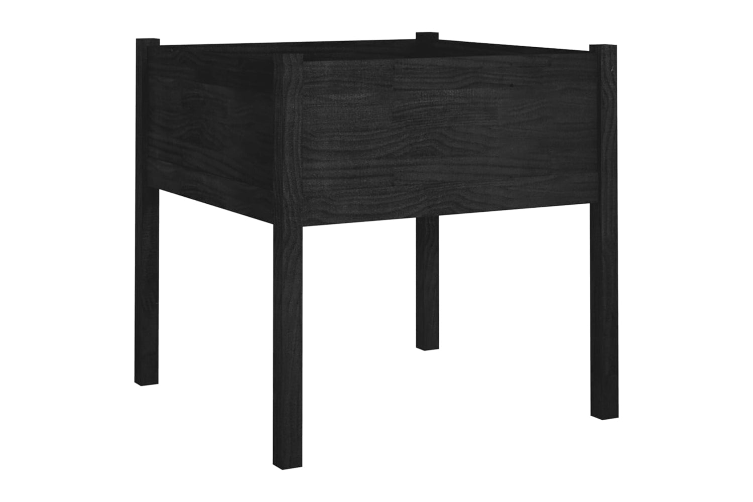 vidaXL 810818 Garden Planters 2 Pcs Black 70x70x70cm Solid Pinewood-3