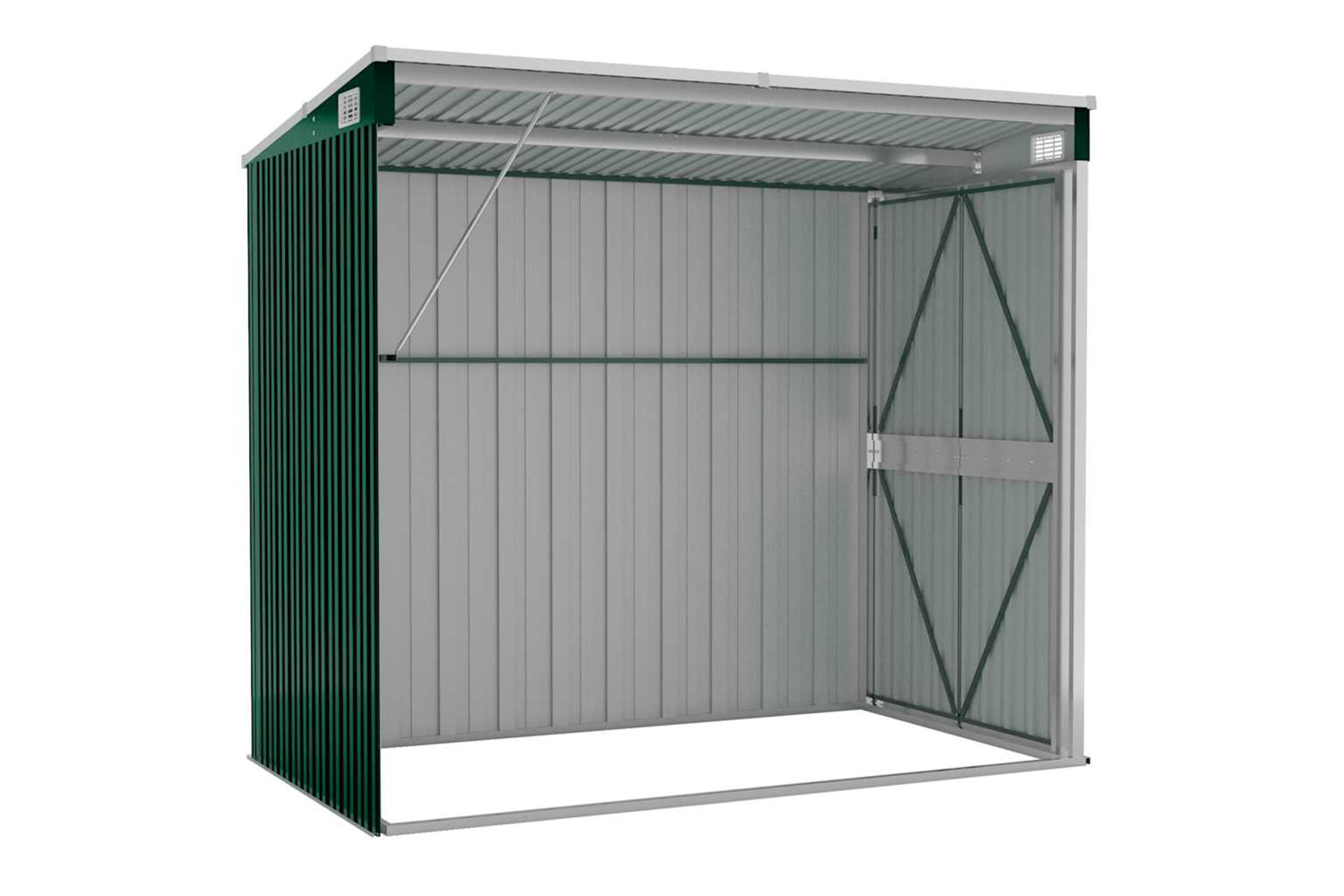 vidaXL 316221 Wall-mounted Garden Shed Green 118x194x178cm Galvanised Steel-5