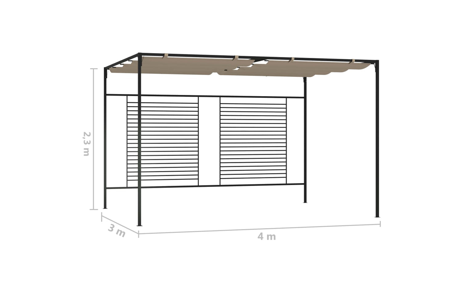 Vidaxl 313624 Gazebo With Retractable Roof 3x4x2.3 M Taupe 180 G/mâ²-7
