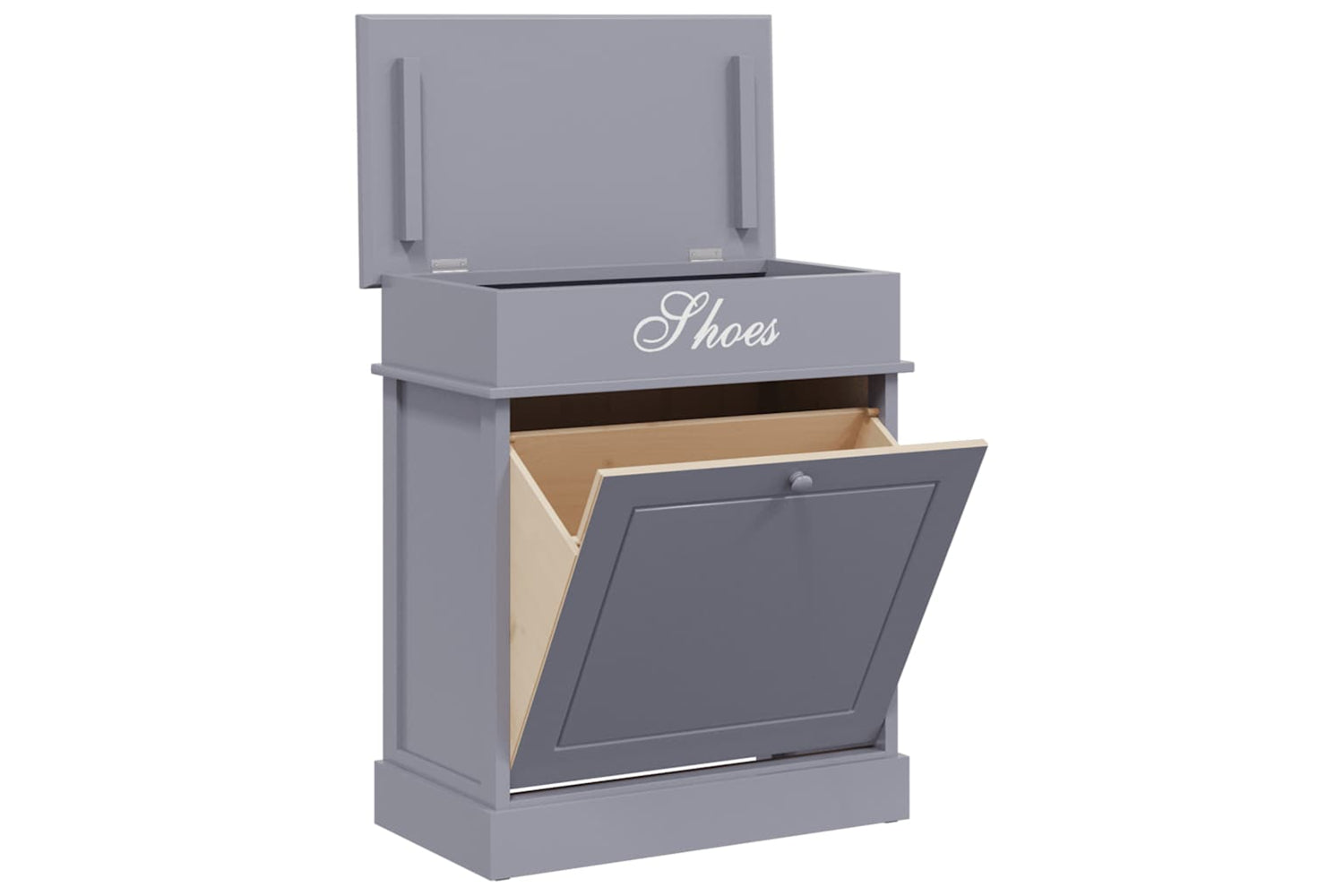 vidaXL 284084 Shoe Cabinet Grey 50x28x58cm Paulownia Wood-2